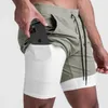 Shorts pour hommes 2 en 1 hommes en cours d'exécution à séchage rapide entraînement Jogging Fitness court athlétique homme pantalons de survêtement avec poches