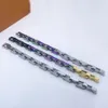 Europa Amerika Modeschmuck Sets Männer Silber Schwarz Gold-Farbe Mehrfarbiges Metall Gravierte V Initialen Blume Dicke Kette Neckla272L