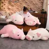 110 cm Giant Piggy Doll Roze Wit Liggen Slaperig Pluche Dier Speelgoed Ultra Zachte Squishy Down Katoen Gevulde Kinderen Gift 210724