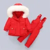 Odzież dziecięca Zestaw 2 sztuk Berbeć Baby Boys Boys Zima Dół Kurtka Kombinezon Zagęścić Ciepłe Dzieci Ubrania Dziewczyny Infant Snowuit 0-5year H0910