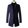 Män Mid-Length Slim-Fit Woolen Coat With Stand-Collar Solid Färg Woolen Coat Casual Solid Coat för Män Jacka För Men Stil X0621