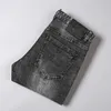 Heren Jeans Designer Luxe Effen Klassieke Herfststijl Gestreepte Broek Slanke pasvorm Motor Biker Denim High Street Herenbroek T273I