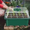 Planters Pots Kieming Doos 1 ST 12 Cellen Plastic Plantzaden Grow Gardening Supplies met koepel en Basis zaailing trays