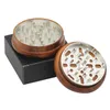 juchiva Newest Red Wood Wooden Herb Grinder Smoking Accessories Tool Tobacco Crusher Miller 68mm Metal Abrader