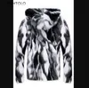 Men's Trench Coats Men Autumn Winter Fashion Korean Hooded Zipper 's Large Size Street Loose Print Warm Faux Fur Viol22