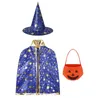 Kleding Sets Kinderen Hallowen Heks Kostuum Party Dress Up Kinderen Wizard Cloak Cape met puntige Hoed Outfit Set Cosplay Props