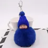 Sweet Sleeping Baby Doll Key Chains For Women Bag Toy Keyring Fluffy Pom Faux Fur Plush Keychains
