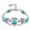 1 Pc New Boho Butterfly Pendant Vintage Turquoises Bracelets for Women Men Pendant Charm Bracelet Bangle Fashion Jewelry Q0719