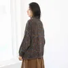 Maglioni a collo alto vintage da donna Johnature stampa floreale 2021 autunno nuovo maglione coreano a maniche lunghe in cotone lavorato a maglia X0721