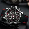 Armbandsur Megir analog Chronograph Batteri Quartz Watch For Man Mäns Svart Silikon Bracelete Sport Armbandsur Boy's Stopwatch 2045g