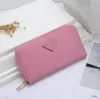 Moda donna pochette porta carte di credito portafogli in pelle pu con cerniera singola portamonete classico lungo da donna