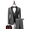 Män Skinny 3 Pieces Set Formell Slim Fit Tuxedo Prom Passar / Man Brudgum Bröllop Blazers Högkvalitativ klänning Jacka Coat Byxor Vest X0909