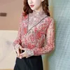 Summer Korean Fashion Silk Women Blouses Satin Office Lady Shirt and Blouse Long Sleeve Plus Size XXXL Tops 210531