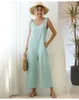 Women's Jumpsuits & Rompers Girl Summer Straight Casual Sexy Jumpsuit Elegant Solid Color Women Pockets Playsuit Loose Bandage Cotton Linen