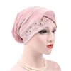 Mode femmes musulmanes élastique velours chapeau bandeau Turban casquette accessoires Amira bonnets Skullies perte de cheveux foulard Cancer chimio