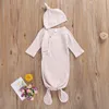 Clothing Sets Born Baby Girls Boys Solid Color Wrap Comfort Sleeping Bag Unisex Long Sleeve Sleepwear Hat 0-13M