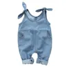 Baby rompertjes pasgeboren meisjes een stuk jumpsuits marine Jean infantil bebes mouwloze playsuits 0-18month kinderen overalls kleding 790 y2