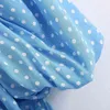 Women Polka Dot Print Sexy Bodycon Dresses Puff Short Sleeve Mini Bow Tie Sheath Party Summer Robe Femme 210515