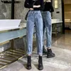 high waist jeans woman plus size street style denim pants Loose Coated Vintage Washed boyfriend women Plus 210608