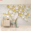 Aangepaste foto behang 3d stereoscopische reliëf bloem boom art muurschildering muur schilderij wallpapers voor woonkamer bloemen papergood quatity