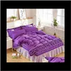 Levert Textiel Thuis Tuin Luxe Set Prinses Bow Ruffle Dekbed Bruiloft Beddengoed Roze Meisje Baby Bed Rok Quilt ER Sets Twin Beddengoed D