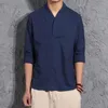 Drop Men Solid Harajuku Zomer Shirts Streetwear Linnen Overhemd Mens Fashions Mannelijke Chinese Stijl Vintage Wit 210809
