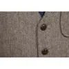 Męski 5 Przycisk Formalny Herringbone Tweed Sukienka Kamizelka Slim Fit V Neck Kamizelki Bez Rękawów Kamizelka Vintage Gentleman Brytyjski Gilet 210522
