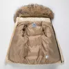 Barnens downjacket pojke girl'snatural päls krage avtagbar - 30 graders vinter kallt provjacka 210916
