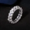 Charmiga Kvinnor Ring Guldpläterad Bling Clear Gul CZ Diamant Sten Ringar För Girls Women for Party Wedding