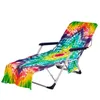 Cravate Dye Beach Chair Screencover Piscine Lounge Chaise longue Chaises de soleil Couvre avec poches de rangement latérales