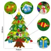 Juldekorationer Felt träd Kids DIY Wall Hängande ornament med LED-strängljus Decor 2022 Santa Xmas Årgåvor