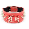 Dog Collars & Leashes Wide Leather Pet Collar Cool Spiked Studded For Medium Large Pitbull Rottweiler