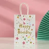 Confezione regalo Confezione per festa di compleanno Set da 20 pezzi Borse Carta Kraft con manico Decorazioni felici per cartoni animati Kids219a