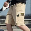 Mens short casual streetwear strainght cordão sólido homme com grandes bolsos moda marca homens roupas