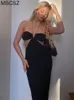 Вырезать с длинным рукавом Bodycon Dres Элегантная Черная вечеринка ES Осень зима Сексуальная Maxi Club Outfits 220308