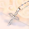 Trendy romantisch hart kruis ketting voor vrouwen engel vleugels zirkoon hanger sleutelbeen strass zilver kleur sieraden cadeau