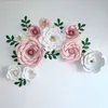 Flores rosas de papel hechas a mano, decoración de fondo de boda, adorno de exhibición de ventana, decoración del hogar, juego de pared de flores