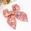 New 4inch Curled Edge Floral Prints Hair Bow Hair Clips,Kids Cotton Bows Hairpins,Baby Girls Boho Headband Headwear