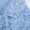 Women's waistcoat spring and summer vest jacket Pocket tassel design Lace Tops Blue sleeveless shirt with lapels 210430