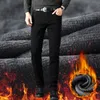 Plus size 42 homens jeans quentes grossos estilo inverno Business moda slim fit slight preto jean calça calças 210318