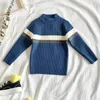 Jesień Zima Dziecko Dzieci Chłopcy Z Długim Rękawem Dzianiny Krzyż Stripe Sweter Pullover Swetry Odzież dziecięca 210521