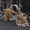 YouLaPan HP284 Golden Floral Hair Pieces Rhinestone Wedding Hair Accessories Women Crowns and Tiaras Luxury Bridal Hair Jewelry X0625