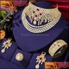 Oorbellen ketting sieraden sets missvikki luxe originele grote armband oorbel ring voor vrouwen bruiloft Rusland Dubai bruids partij drop levering