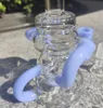 2021 Hookah Bong Glass Dab Rig Cream Blue Recyler Water Bongs Smoke Pipes 8-10 Inch Height 14.4mm Female Joint with Quartz Banger