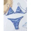 Baddräktremmar 40 bikini set kvinnor zebra print bikini set push-up två bit beachwear vadderade badkläder Biquini