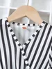 Toddler Girls Striped Print Surplice Neck Dress SHE