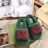 Luxe Slippers Dames Designer Dia's Sandaal Herfst Winter Trendy Platte Bodem Wol Lam Haarbrieven Outer Wear All-Match Modieuze Furry Slipper FDGDFGDSOPUJK