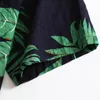 Men's Casual Shirts Hawaiian Men Shirt Leaves Print Streetwear Summer Stand Collar 2022 Fashion Beach Short Sleeve Tops