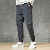 Style japonais mode hommes jean coupe ample pantalon Cargo décontracté épissé concepteur Streetwear Hip Hop Joggers pantalon à jambes larges