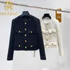 Projektant Moda Przycisk Pojedynczy Krótki Krótki Jacke Płaszcz Kobiety Vintage Elegancki Tweed Black Cosaco Odzież wierzchnia TRAF Odzież 210927